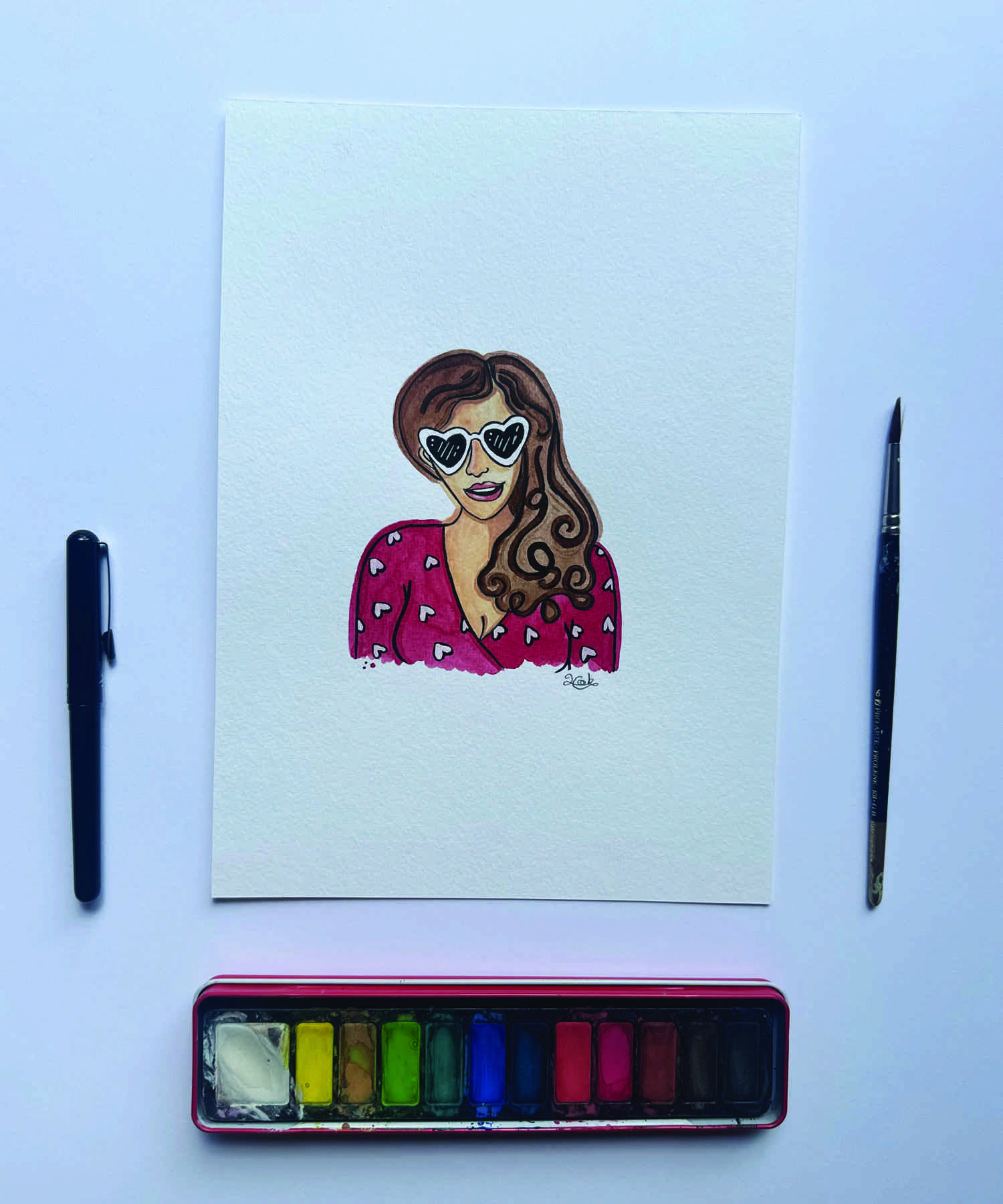 Water colour painting of a lady
