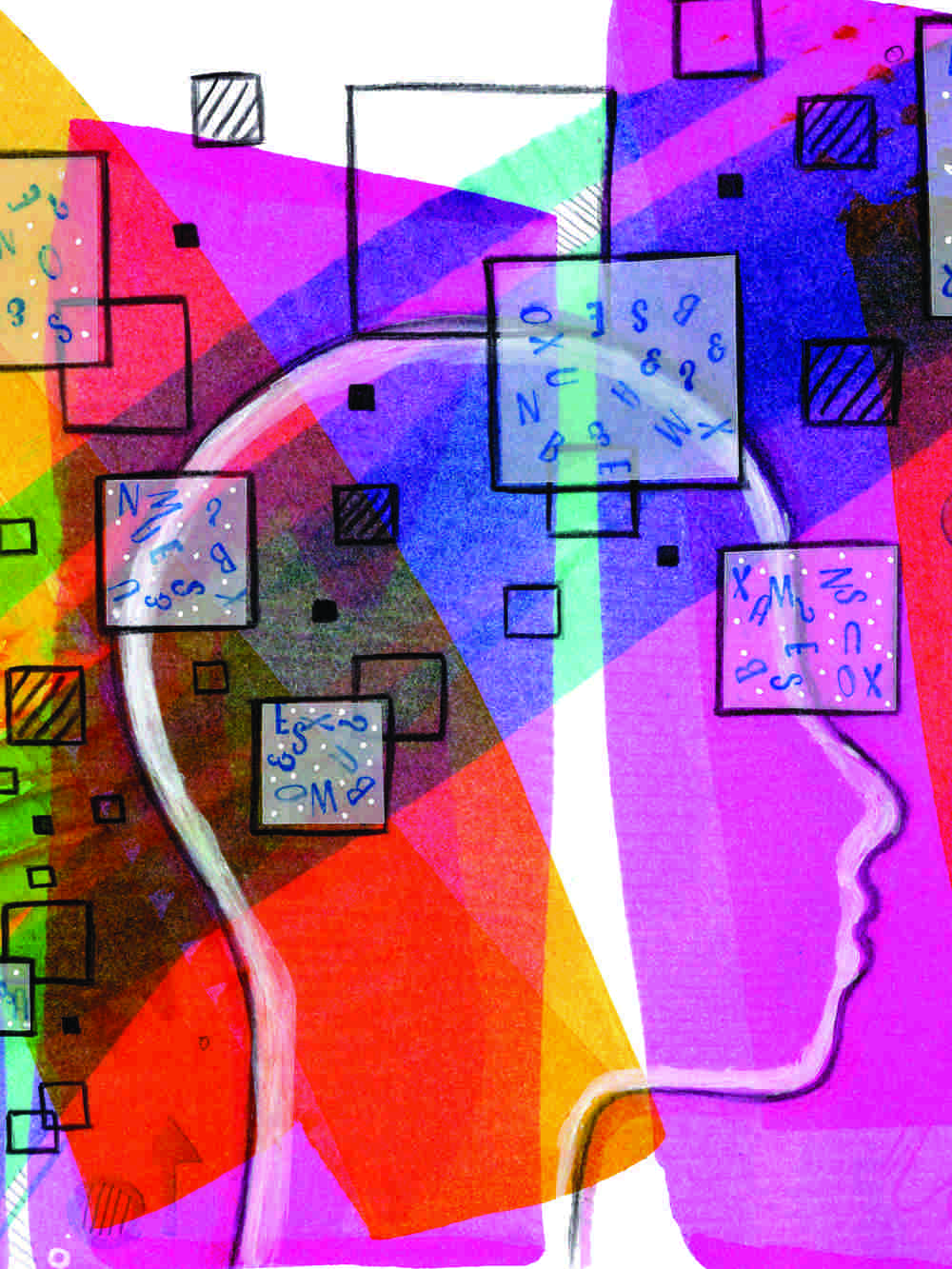 Colourful Silhouette of Head