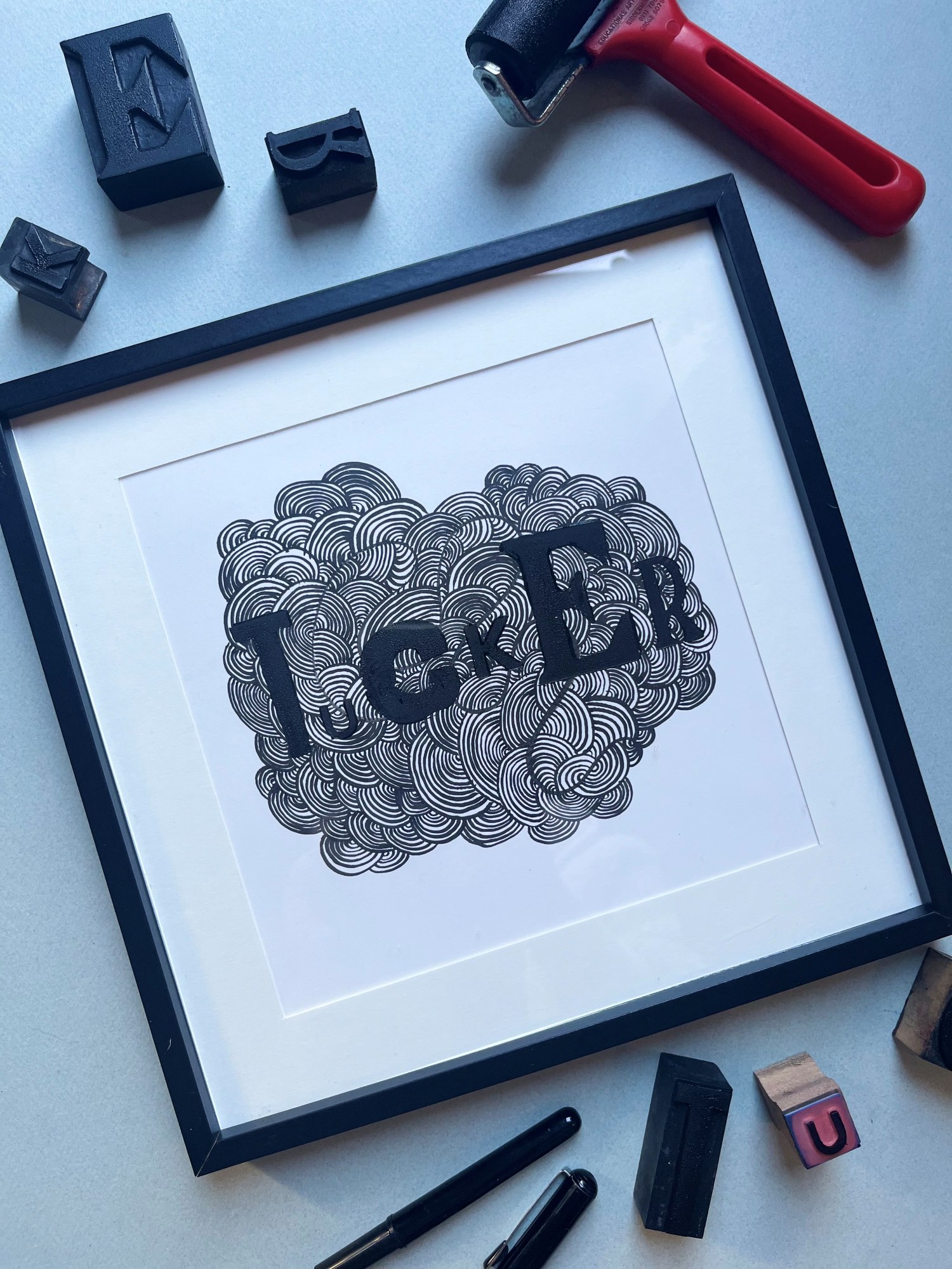 Framed black and white art