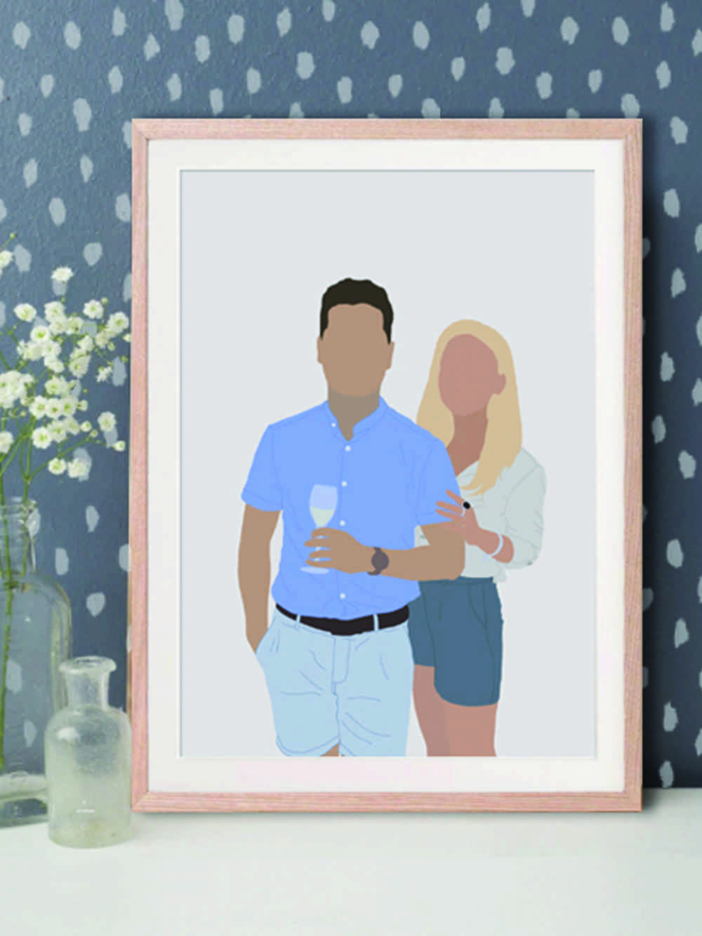 Framed digital portrait of a married couple
