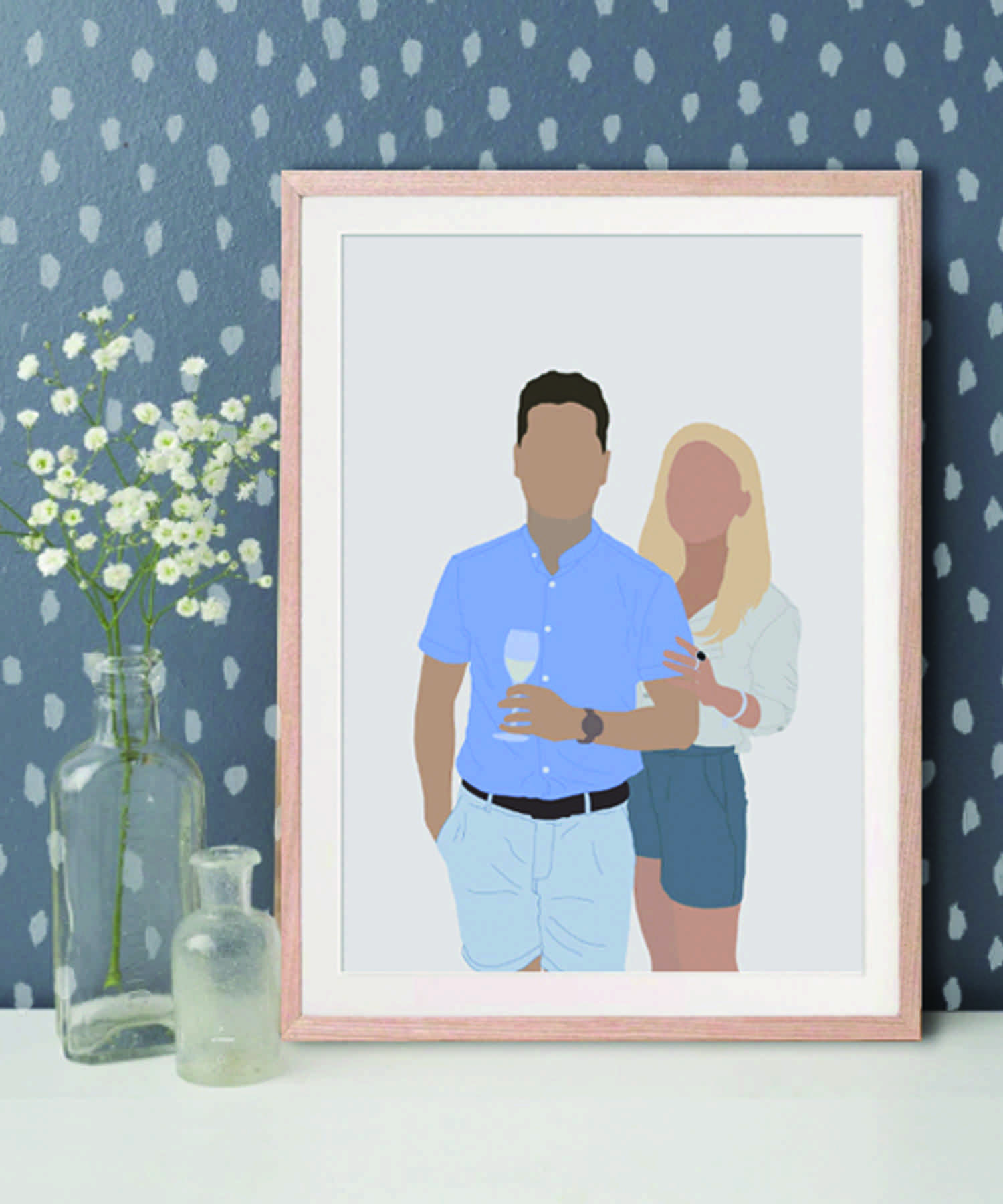 Framed digital portrait of a married couple